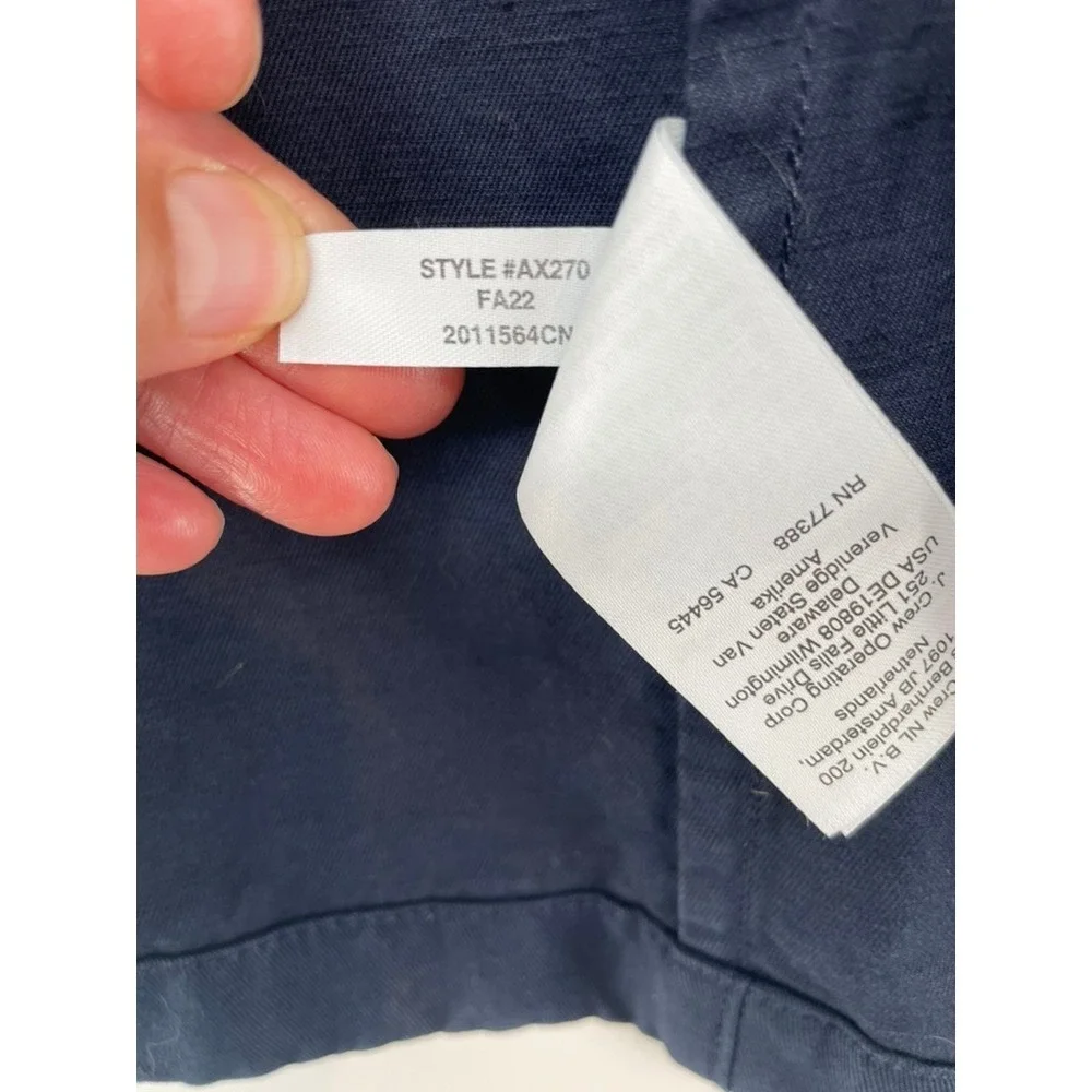 J Crew Suit Jacket Blazer Garment Dyed Cotton Linen Blend Chino AX270 Navy Sz 34
